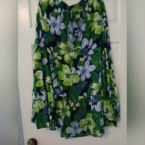 Floral Skirt - Green & Navy